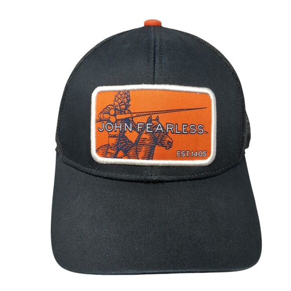 John Fearless Est. 1405 Strapback Trucker Hat Black OS Adjustable Mesh Back - Picture 1 of 7